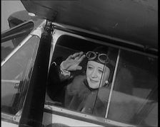 The Female Actor Ursula Jeans Climbing Into Her De Havilland Moth and Taking Off, 1929. Creator: British Pathe Ltd