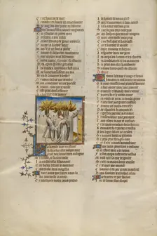 The Female Personification of Courtesy Opening a Garden Door to the Lover, about 1405. Creator: Unknown