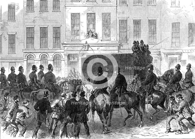 The Fenian Prisoners at the Bow-Street Police Court: removal of prisoners from the courthouse, 1868. Creator: Unknown.