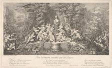 The festival of Diana, interrupted by satyrs (Feste de Diane, troublée par des Satyres..., ca. 1786. Creator: Claude Gillot