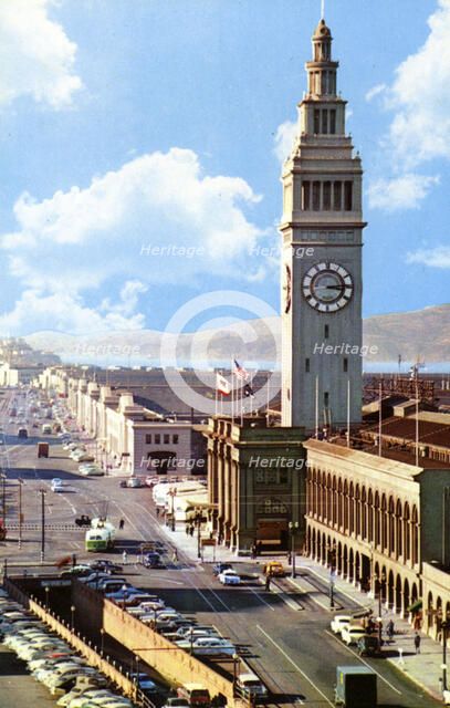 The Ferry Building and Embarcadero, San Francisco, California, USA, 1957. Artist: Unknown