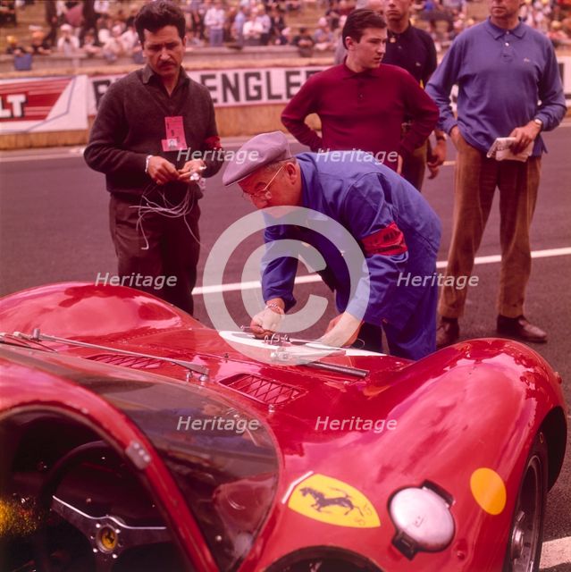 The Ferrari pit, Le Mans, France, 1965. Artist: Unknown