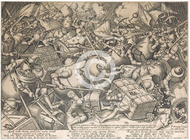 The Fight of the Moneybags and Strongboxes (The Battle about Money), ca 1563.
