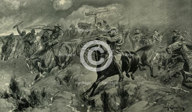 'The Fight at Brakenlaagte: Boers Charging', 1902. Creator: John Charlton.