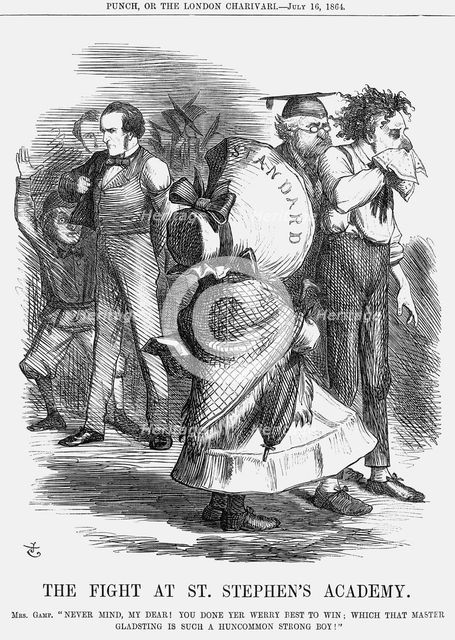 'The Fight at St. Stephen's Academy', 1864.  Creator: John Tenniel.