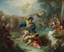 The Fight between Aeneas and King Turnus, from Virgil’s Aeneid, c1700. Creator: Giacomo del Po