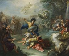 The Fight between Aeneas and King Turnus, from Virgil’s Aeneid, c1700. Creator: Giacomo del Po
