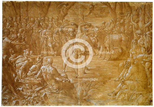 'The Fight between Entellus of Sicily and Dares of Troy', c1544. Artist: Luca Penni