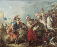 The Fight between Tancred and Argante With Clorinda in the Background, 1714-1760. Creator: Antonio Guardi