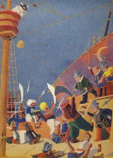 The Fight with the Corsairs 1937. Artist: Sydney George Hulme Beaman