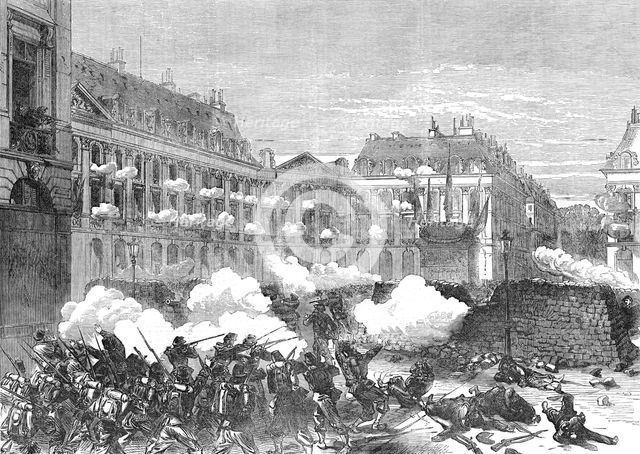The Fighting in Paris: attack on the Communist staff in the Place Vendôme, 1871. Creator: Unknown.