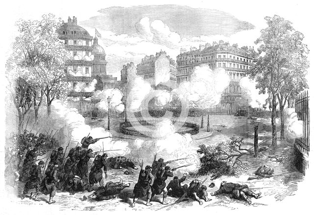 The Fighting in Paris: attack on the barricades at the Panthéon, 1871. Creator: Unknown.