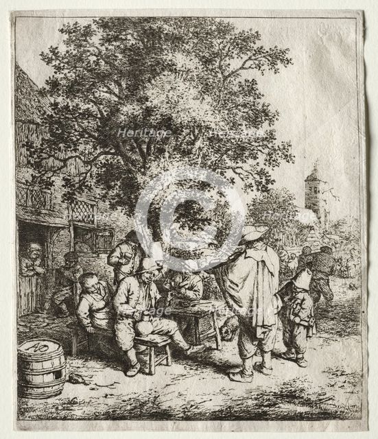 The fiddler and the hurdy-gurdy boy. Creator: Adriaen van Ostade (Dutch, 1610-1684).