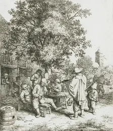The Fiddler and the Hurdy-Gurdy Boy, c1660. Creator: Adriaen van Ostade