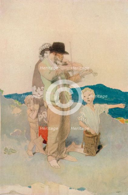 'The Fiddler, Study for Central Group in the Wayside Wedding', c1923. Creator: William Newenham Montague Orpen.
