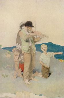 The Fiddler, Study for Central Group in the Wayside Wedding c1923. Creator: William Newenham Montague Orpen