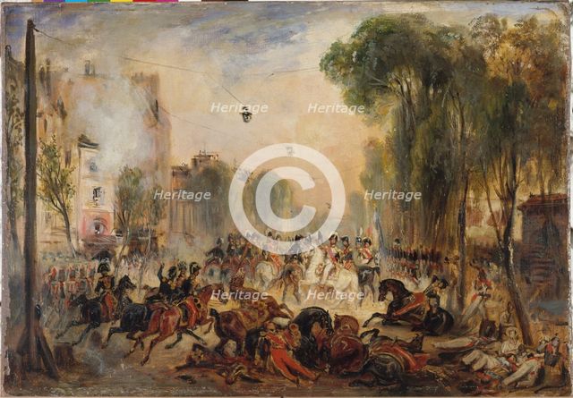 The Fieschi attack, boulevard du Temple, July 28, 1835. Creator: Francois-Gabriel-Guillaume Lepaulle.