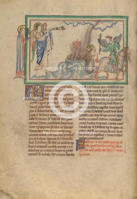 The Fifth Trumpet: The Angel of Destruction and the Locusts, about 1255-1260. Creator: Unknown.