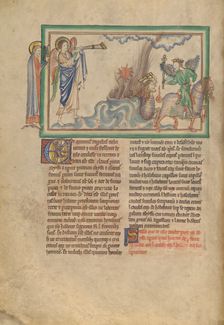 The Fifth Trumpet: The Angel of Destruction and the Locusts, about 1255-1260. Creator: Unknown