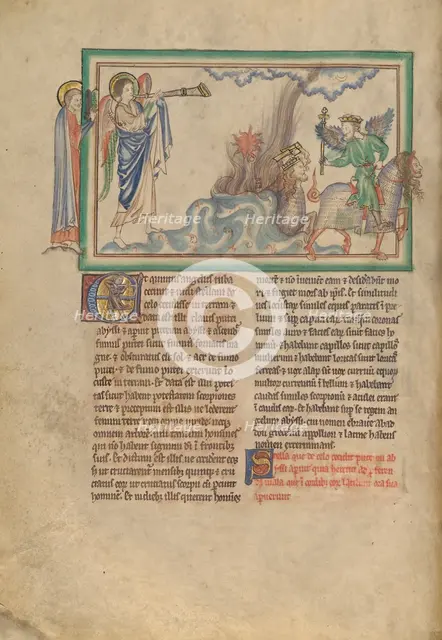 The Fifth Trumpet: The Angel of Destruction and the Locusts, about 1255-1260. Creator: Unknown.