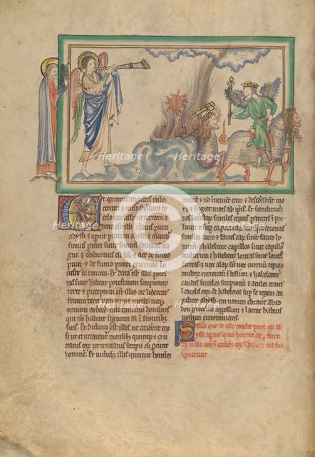 The Fifth Trumpet: The Angel of Destruction and the Locusts, about 1255-1260. Creator: Unknown.