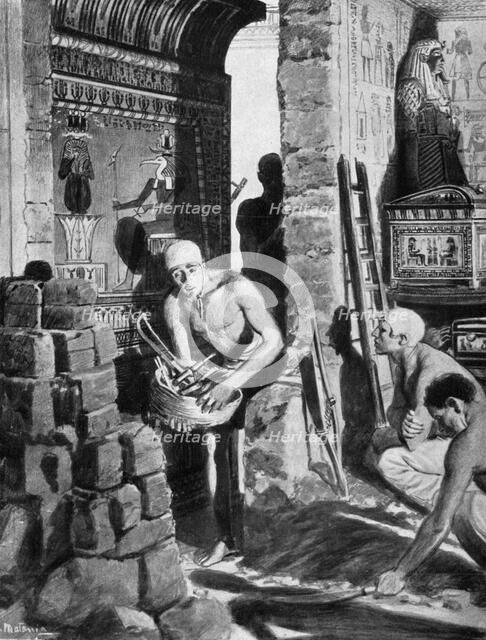 The final interior decoration and sealing of Tutankhamun's tomb, Egypt, 1325 BC (1933-1934). Artist: Unknown