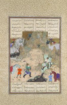 The Final Joust of the Rooks: Gudarz Versus Piran, Folio 346r from the Shahnama..., ca.1525-30. Creator: Qasim ibn Ali
