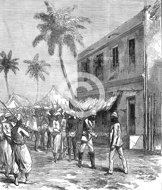 The finding of Dr. Livingstone: return of Mr. Stanley to Bagamoyo, from a sketch by Lt. Henn, 1872. Creator: C. R..
