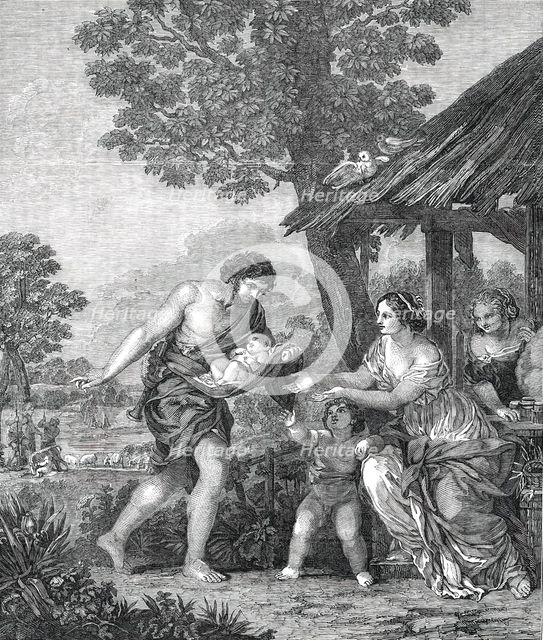 The Finding of Romulus and Remus - from the picture by Pietro da Cortona, 1850. Creator: Unknown.