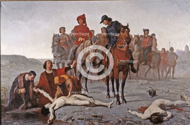 The Finding of the body of Charles the Bold after the Battle of Nancy, 1865. Creator: Feyen-Perrin, François Nicolas Auguste (1826-1888).