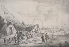 The fish-market on the shore at Scheveningen, 1673-1719. Creator: Peeter Bout
