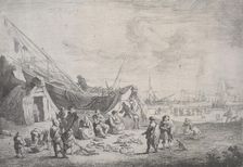 The fish-market on the shore at Scheveningen, 1673-1719. Creator: Peeter Bout