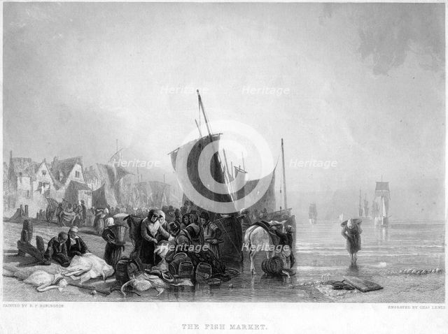 'The Fish Market', c1820s.Artist: Charles Lewis