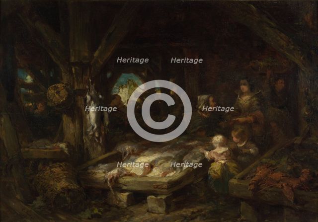 The Fish Market, Dieppe, 1845. Artist: Isabey, Louis Gabriel Eugène (1803-1886)