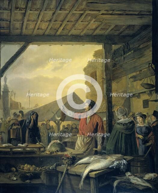 The Fish Market in Antwerp, 1827. Creator: Ignatius van Regemorter.