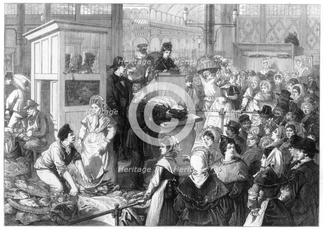 The Fish Market, the Lenten season in Paris, 1875. Artist: Unknown