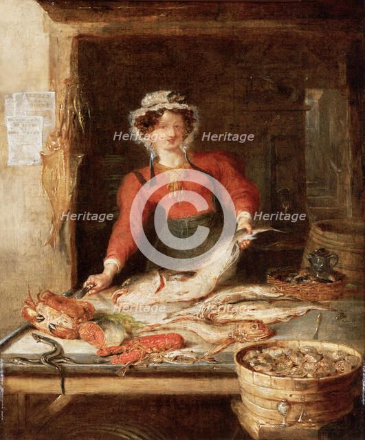 'The Fish Stall', c1830. Artist: William Kidd