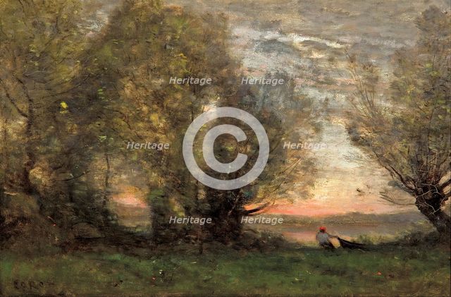 The fisherman, evening effect, ca 1860-1870. Artist: Corot, Jean-Baptiste Camille (1796-1875)