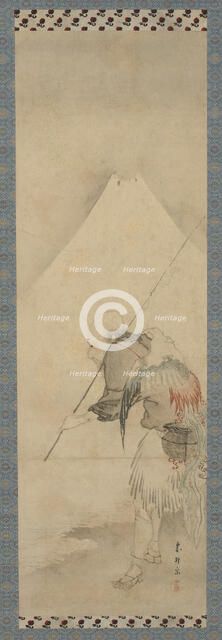 The fisherman Hakuryo and Mount Fuji, Edo period, 1770-1820. Creator: Hishikawa Sori.