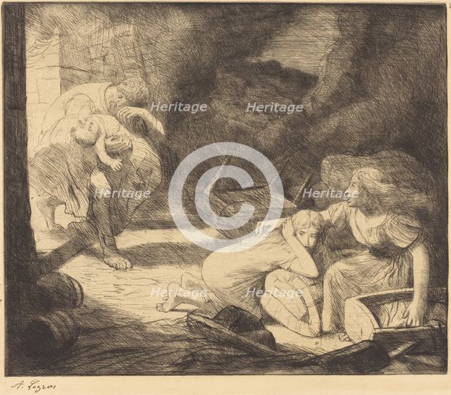 The Fire, 2nd plate (L'incendie). Creator: Alphonse Legros.