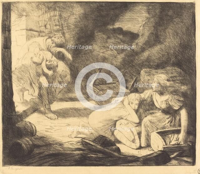 The Fire, 2nd plate (L'incendie). Creator: Alphonse Legros.