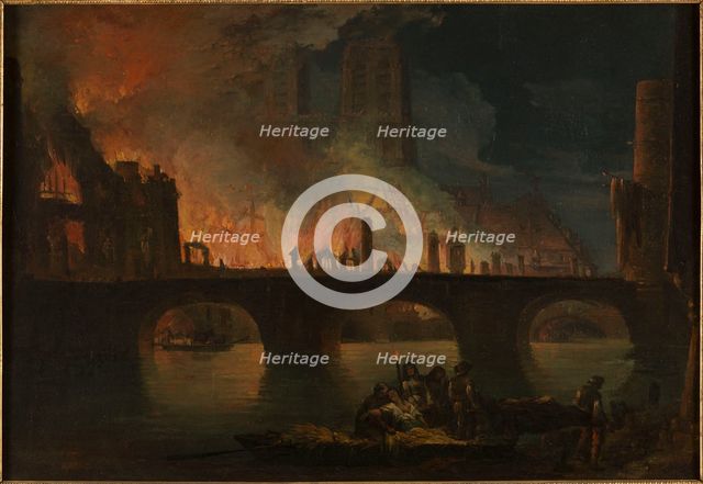 The fire at Hotel Dieu, in 1772, c1772. Creator: Jean Baptiste Francois Genillion.