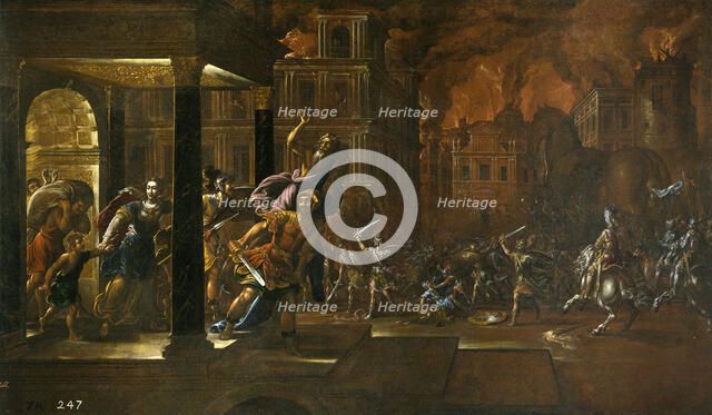 The Fire of Troy, Mid of 17th cen.. Artist: Corte, Juan de la (1585-1662)