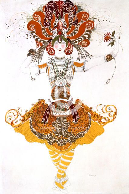 'The Firebird', costume design for Tamara Karsavina in Stravinsky's ballet The Firebird, 1910. Artist: Leon Bakst