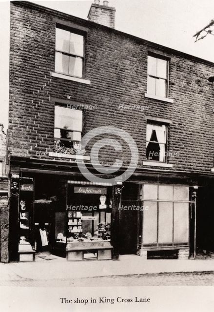 The first Mackintosh confectionery shop in Halifax, West Yorkshire, 1890. Artist: Unknown
