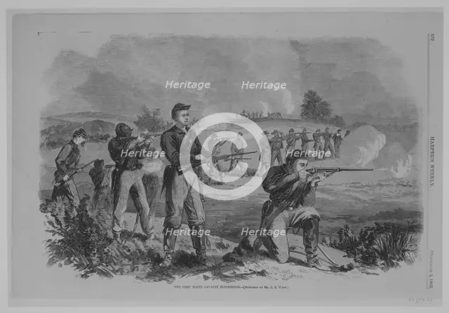 The First Maine Cavalry Skirmishing, 1863. Creator: Alfred Waud.