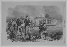 The First Maine Cavalry Skirmishing, 1863. Creator: Alfred Waud
