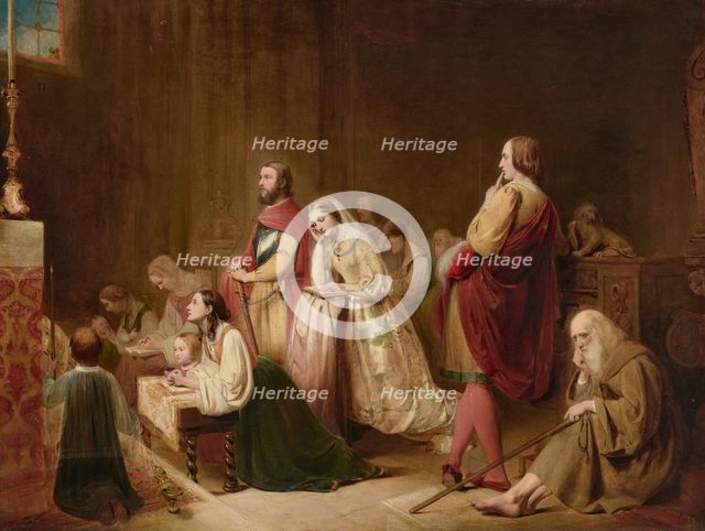 The First Meeting of Petrarch and Laura. Creator: O'Neil, Henry Nelson (1817-1880).