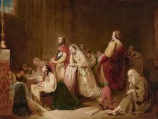 The First Meeting of Petrarch and Laura. Creator: O'Neil, Henry Nelson (1817-1880)