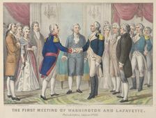 The First Meeting of Washington and Lafayette—Philadelphia, August 3rd, 1777, 1876., 1876. Creators: Nathaniel Currier, James Merritt Ives, Currier and Ives